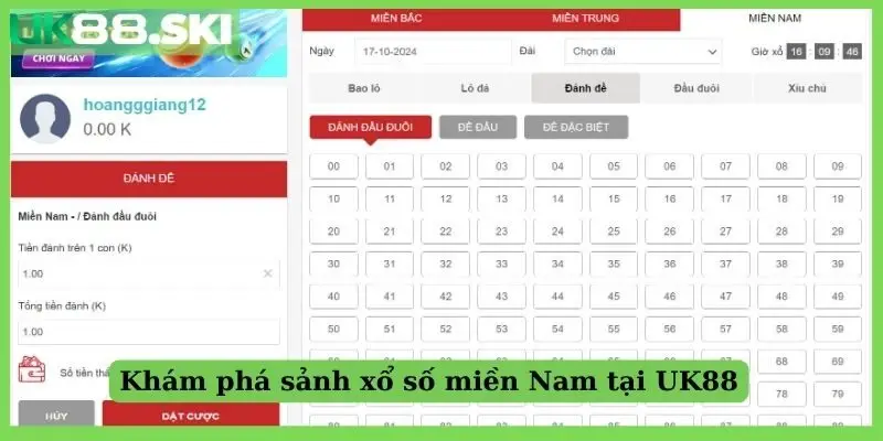 Thông tin chung sảnh xổ số miền Nam tại UK88